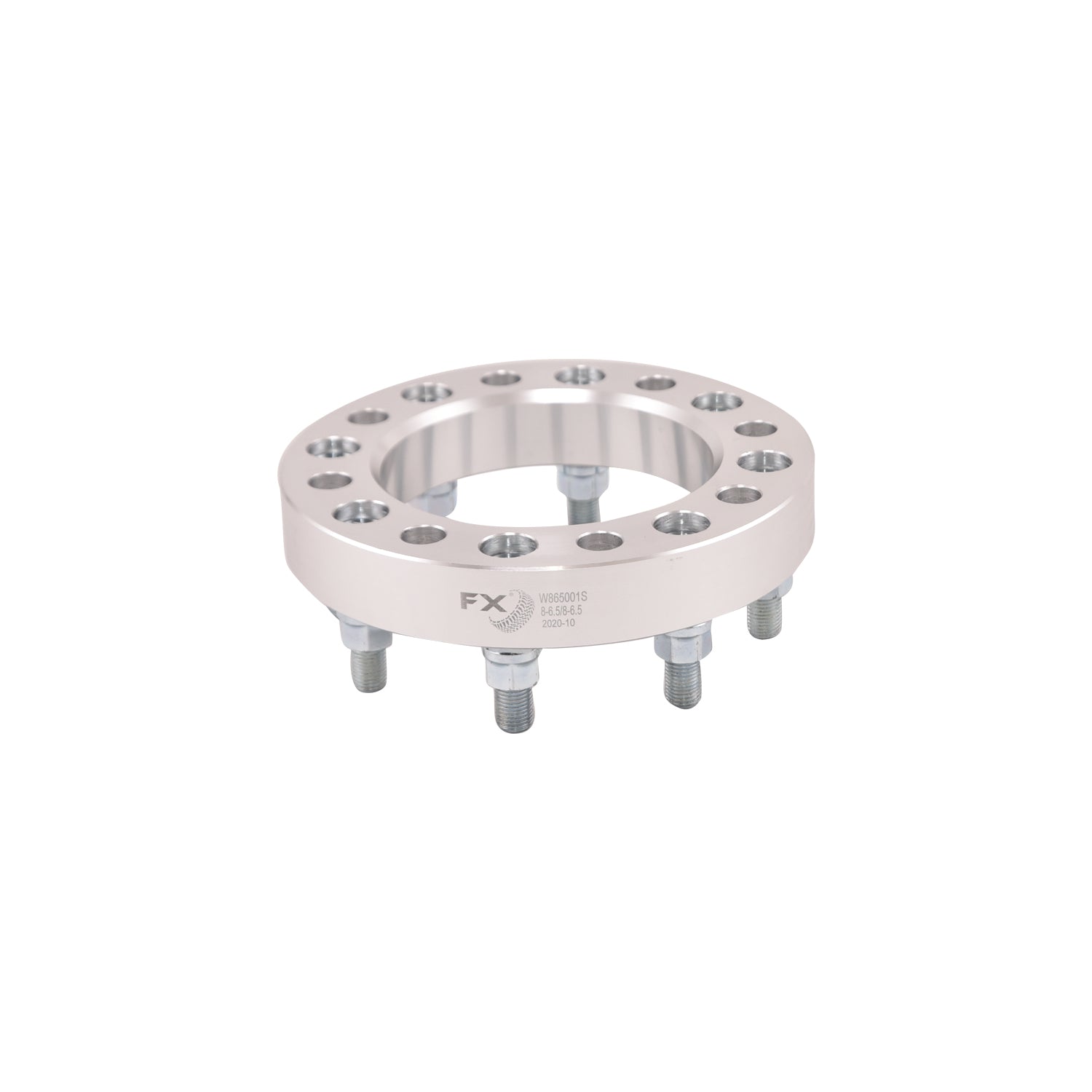 TrailFX Wheel Spacer 8x165.1mm/8x6.50 In Bolt Pattern 1.25 In Thick 126mm Hub Silver Alum Set Of 2