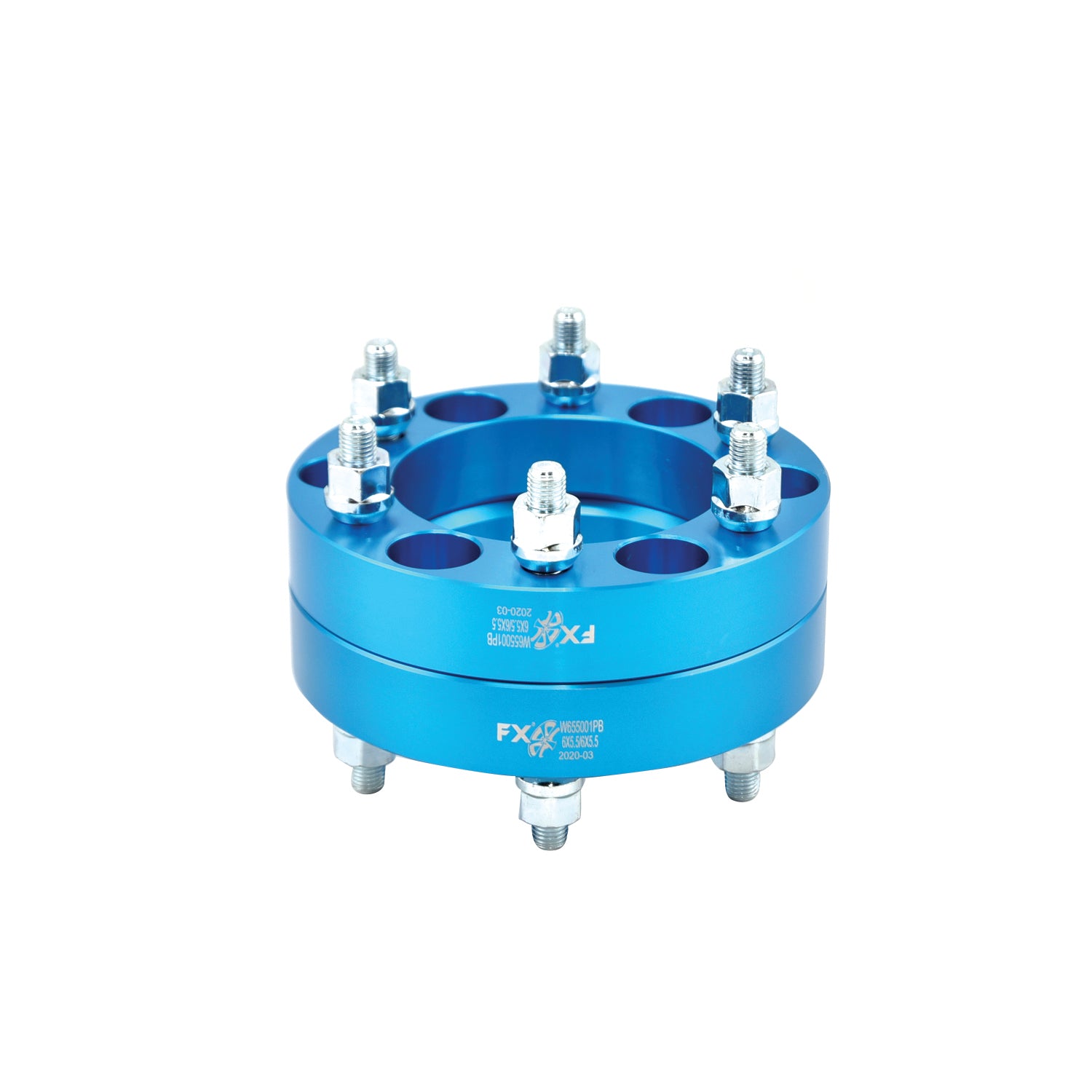 TrailFX Wheel Spacers 6x139.7mm/6x5.50 In Bolt Pattern 1.25 In Thick 108mm Hub Blue Alum Set Of 2