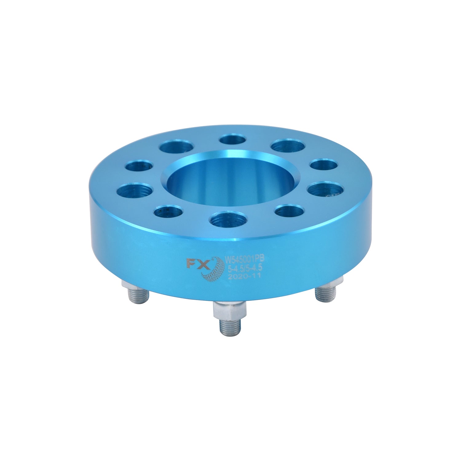 TrailFX Wheel Spacers 5x114.3mm/5x4.50 In Bolt Pattern 1.5 In Thick 74mm Hub Blue Alum Set Of 2