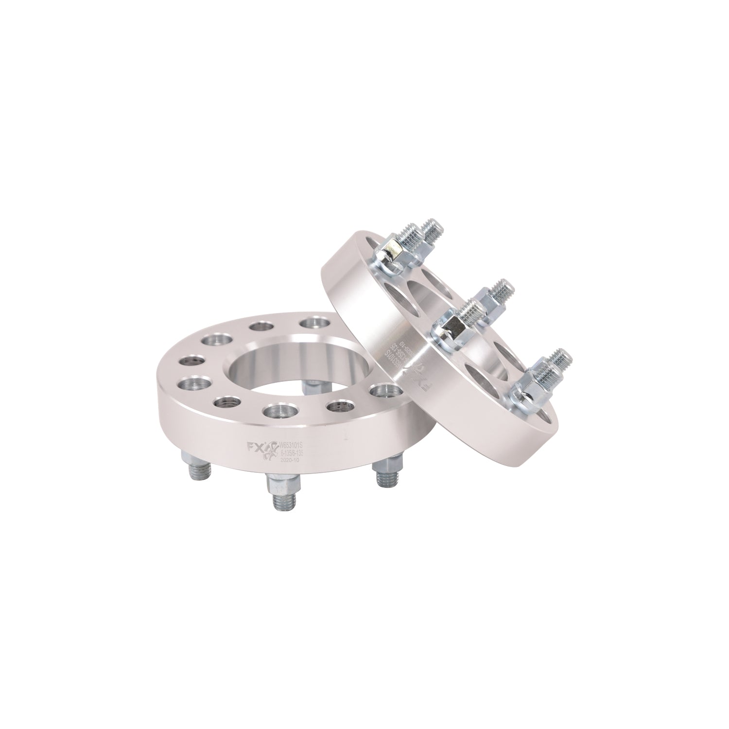 TrailFX Wheel Spacers 6x135mm/6x5.31 In Bolt Pattern 1.25 In Thick 87.10mm Hub Silver Alum Set Of 2