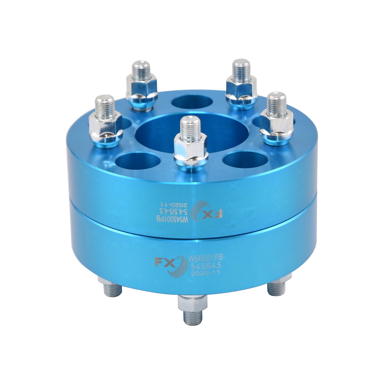 TrailFX Wheel Spacers 5x114.3mm/5x4.50 In Bolt Pattern 1.5 In Thick 74mm Hub Blue Alum Set Of 2