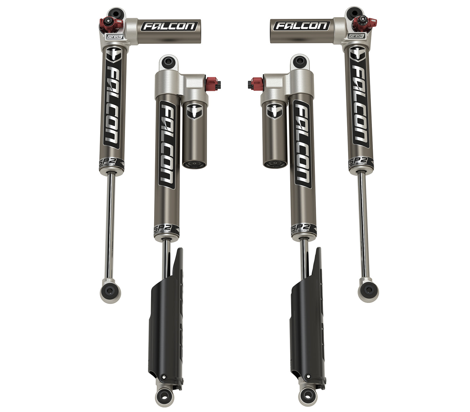Falcon Shocks Gladiator JT SP2 3.3 Fast Adjust Piggyback Shock Kit 3.5-4.5 Inch Lift Long-Travel