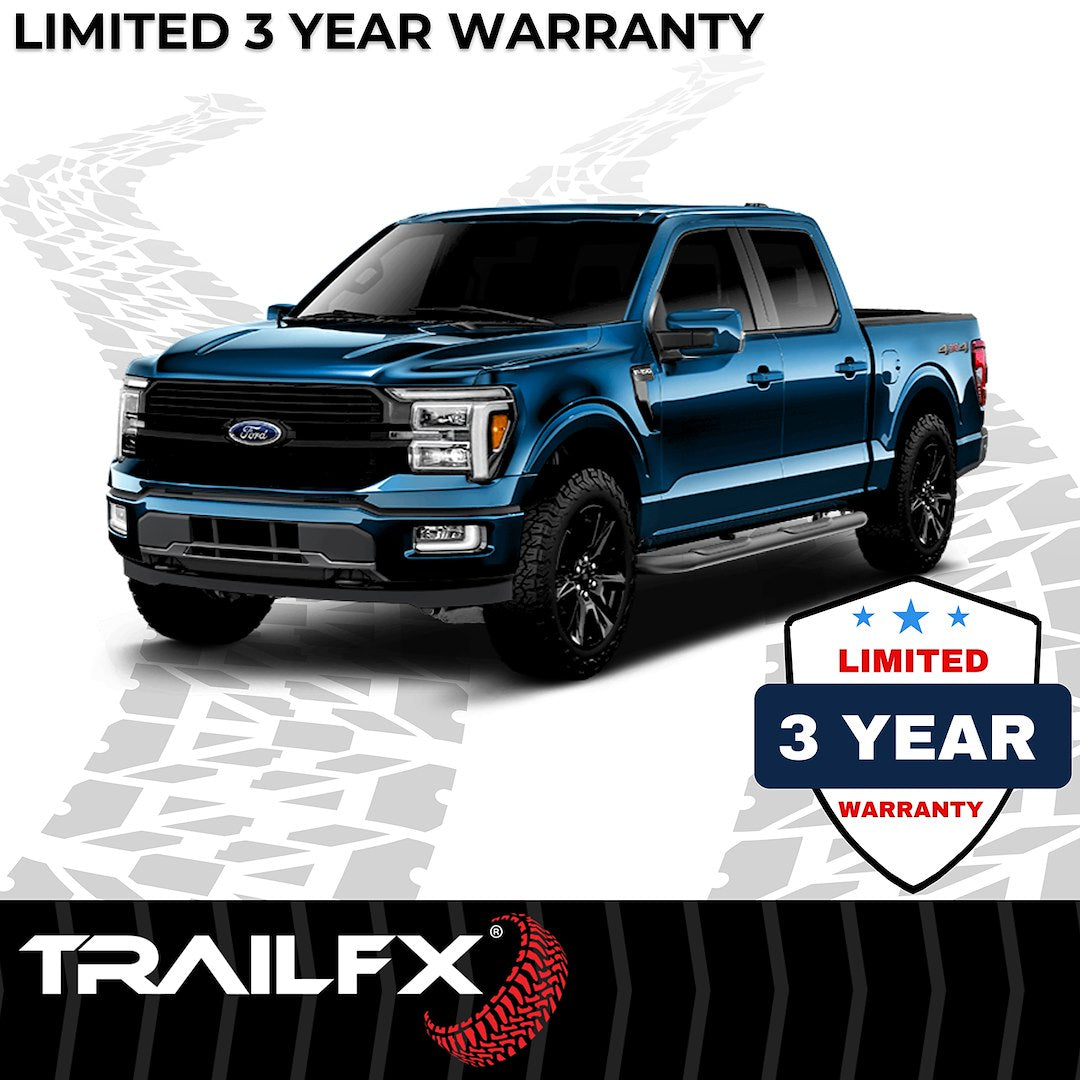 TrailFX 4" Oval Bent Step Bar For 2017-2025 F150-350 Extended Cab - Black