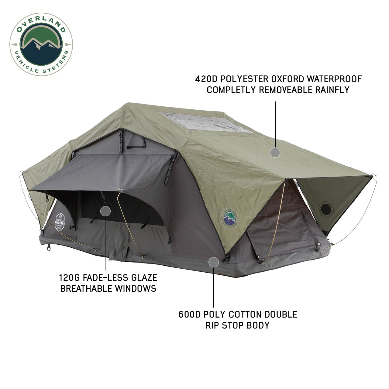 Overland Vehicle Systems Nomadic 2 Standard Roof Top Tent Roof Top Tent 2 Person