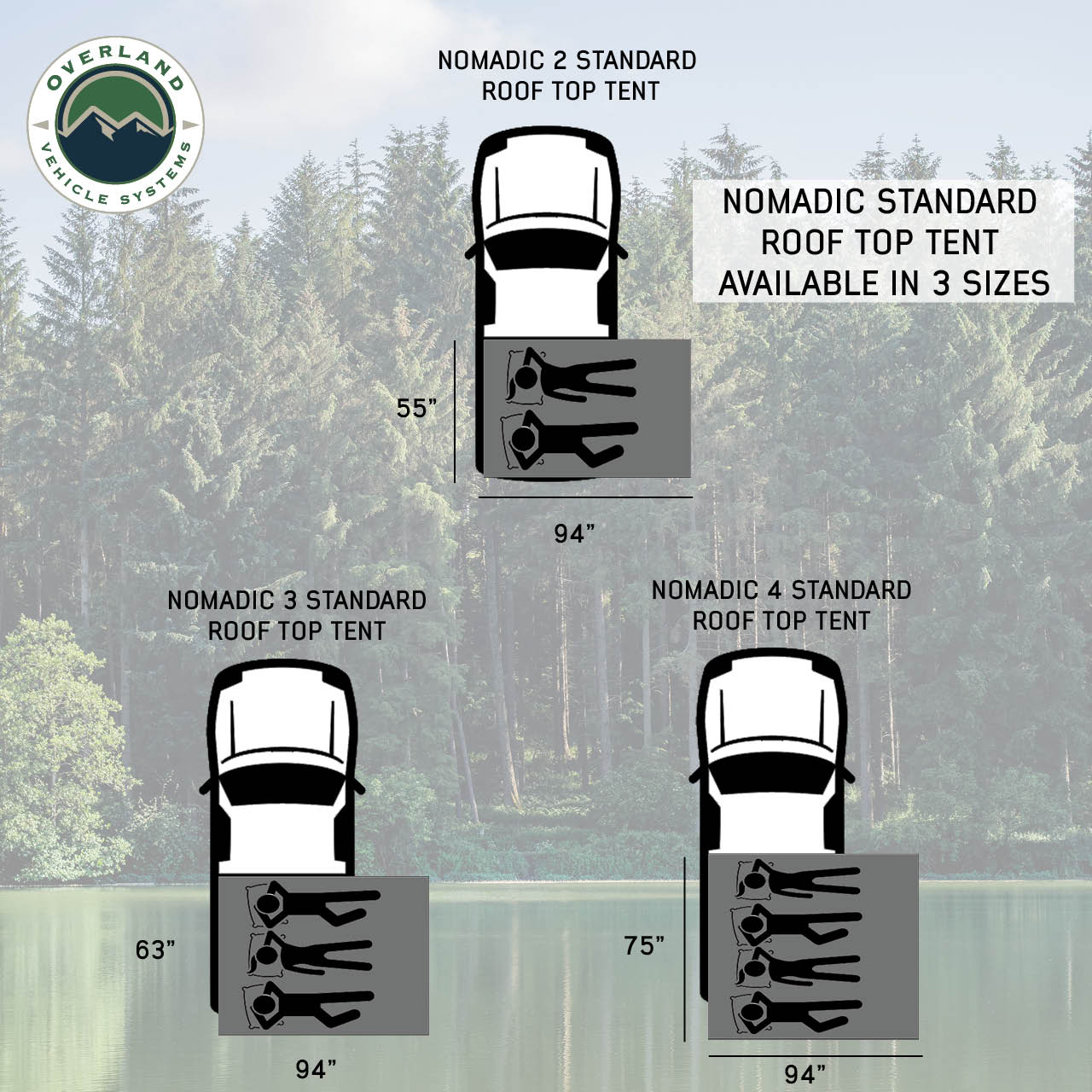 Overland Vehicle Systems Nomadic 3 Standard Roof Top Tent 3 Person Roof Top Tent