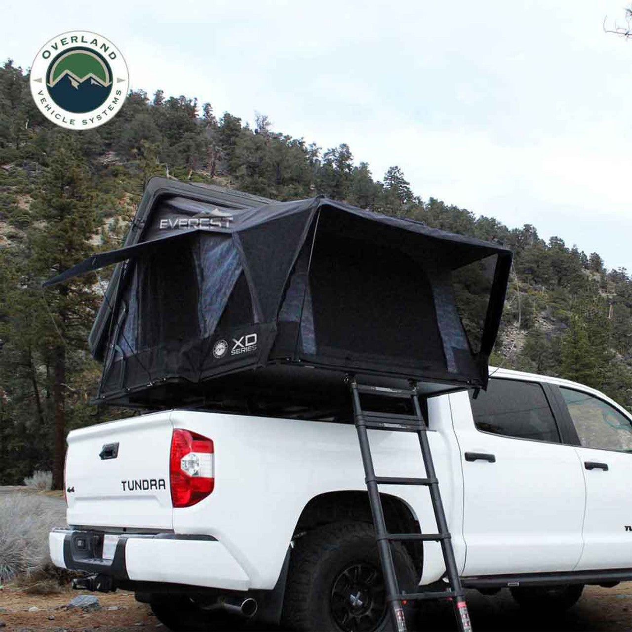 Overland Vehicle Systems XD Everest 2 - Cantilever Aluminum Roof Top Tent, 2 Person, Grey Body and Black Rainfly