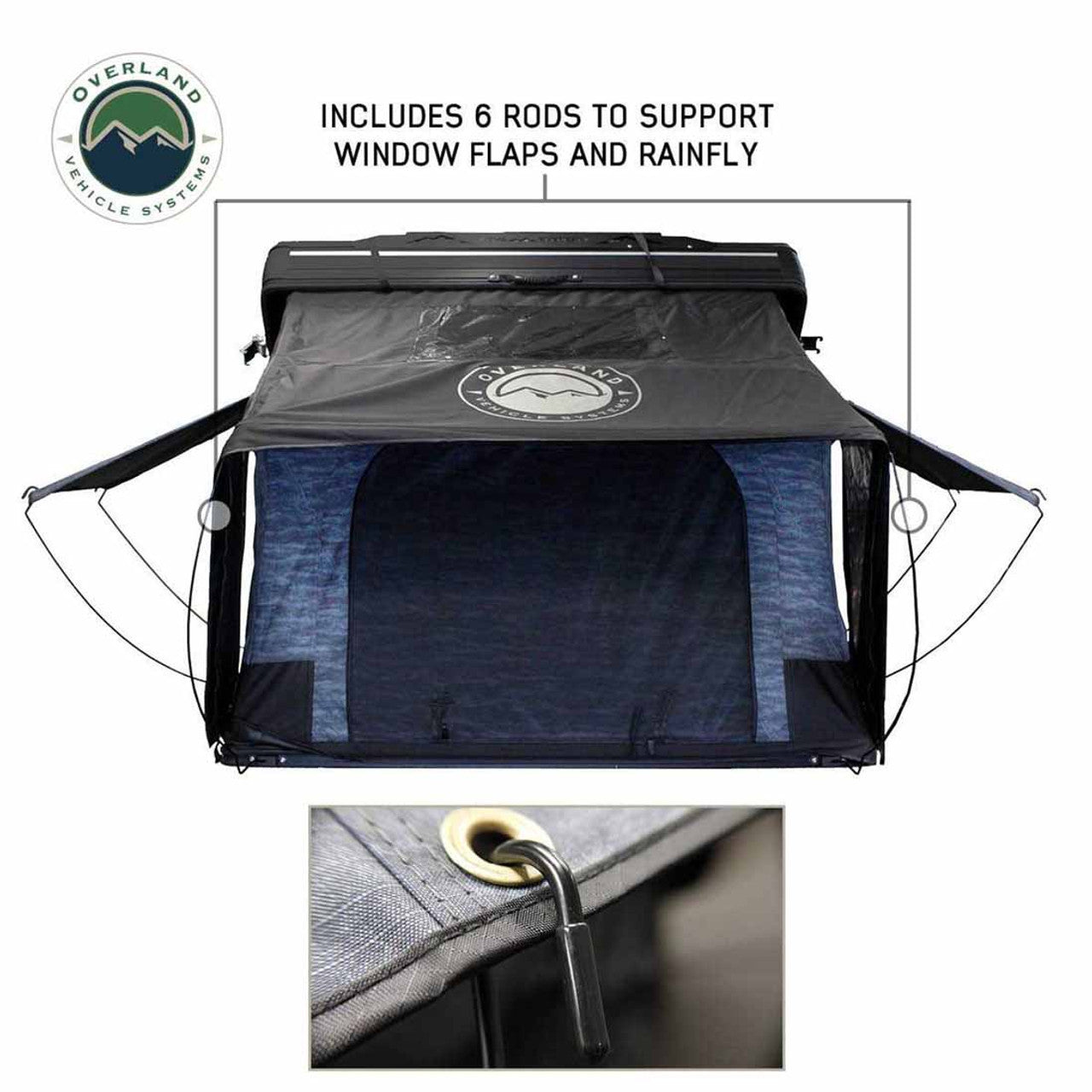 Overland Vehicle Systems XD Everest 2 - Cantilever Aluminum Roof Top Tent, 2 Person, Grey Body and Black Rainfly