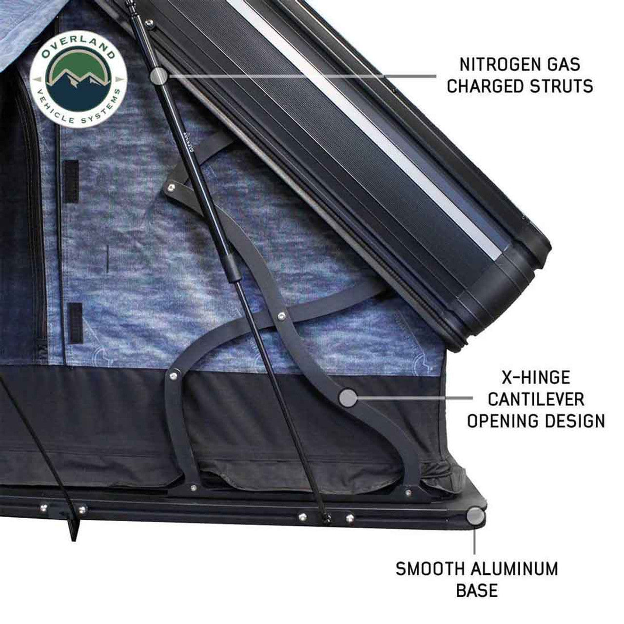 Overland Vehicle Systems XD Everest 2 - Cantilever Aluminum Roof Top Tent, 2 Person, Grey Body and Black Rainfly