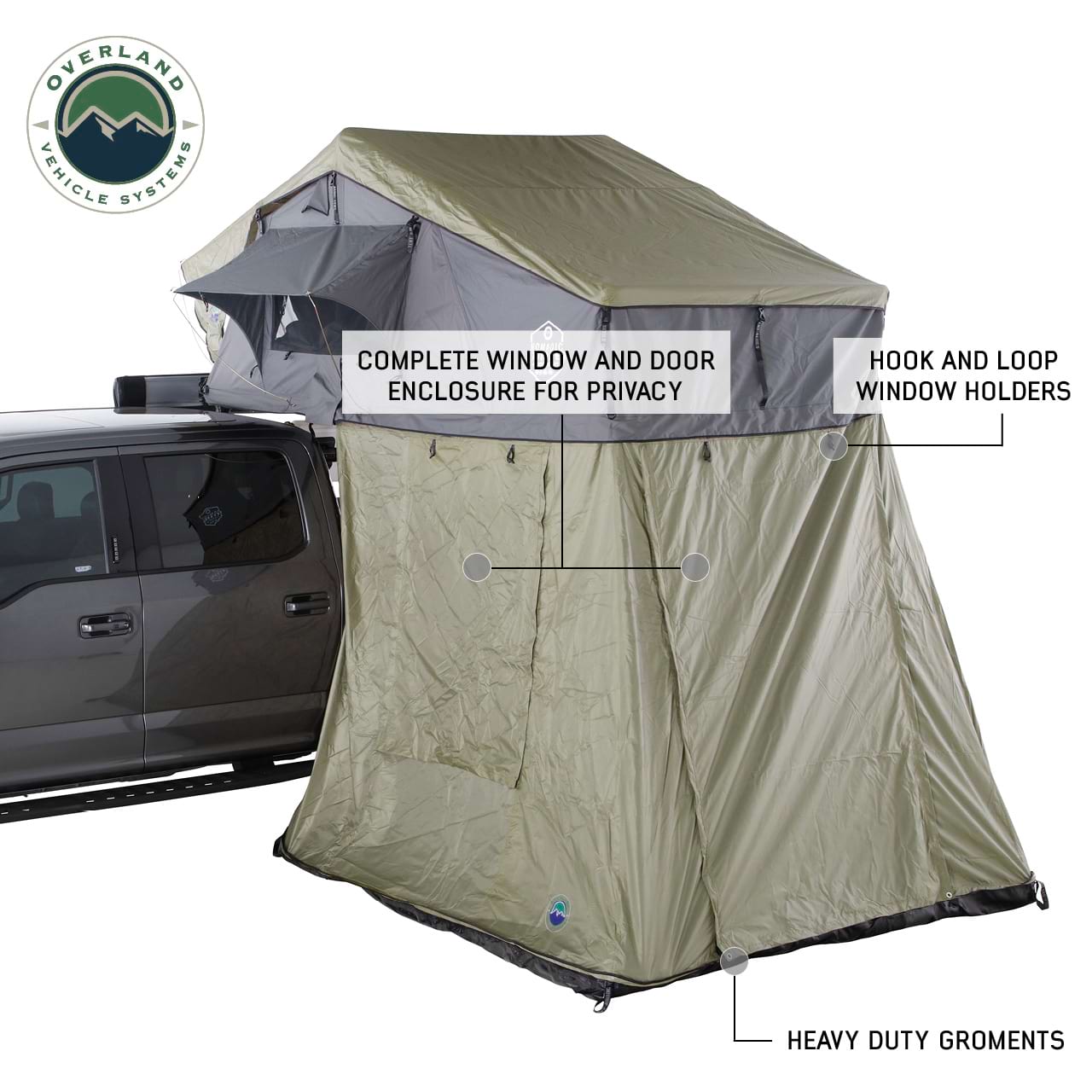 Overland Vehicle Systems Nomadic 3 Roof Top Tent Annex Room With Floor & Cover