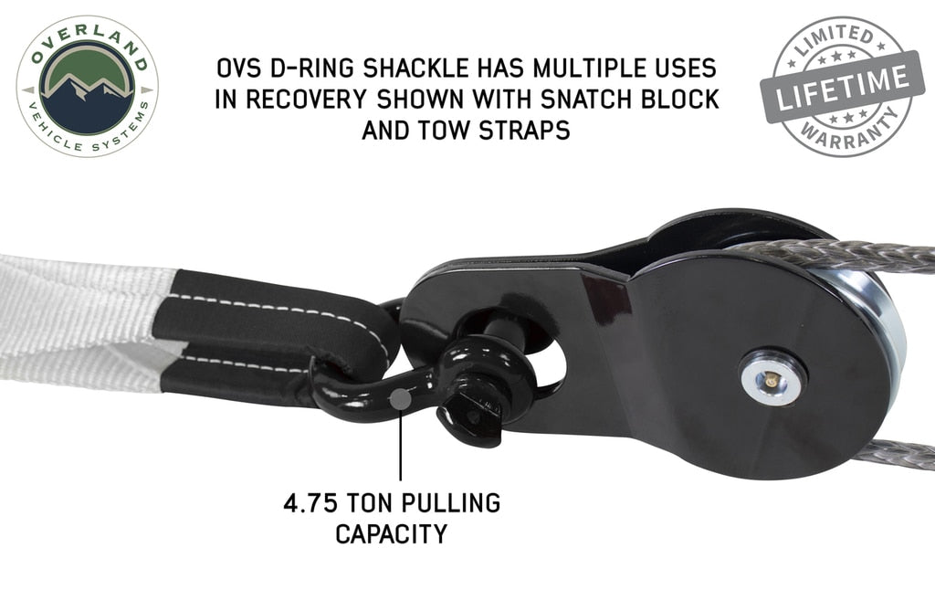 Overland Vehicle Systems Recovery Shackle 3/4 4.75 Ton Black