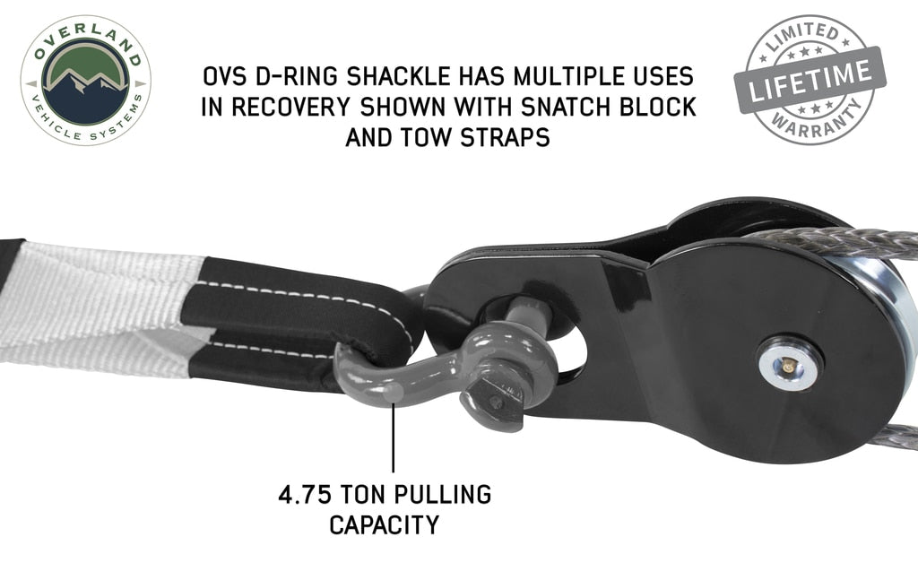 Overland Vehicle Systems Recovery Shackle 3/4 Inch 4.75 Ton - Gray Universal