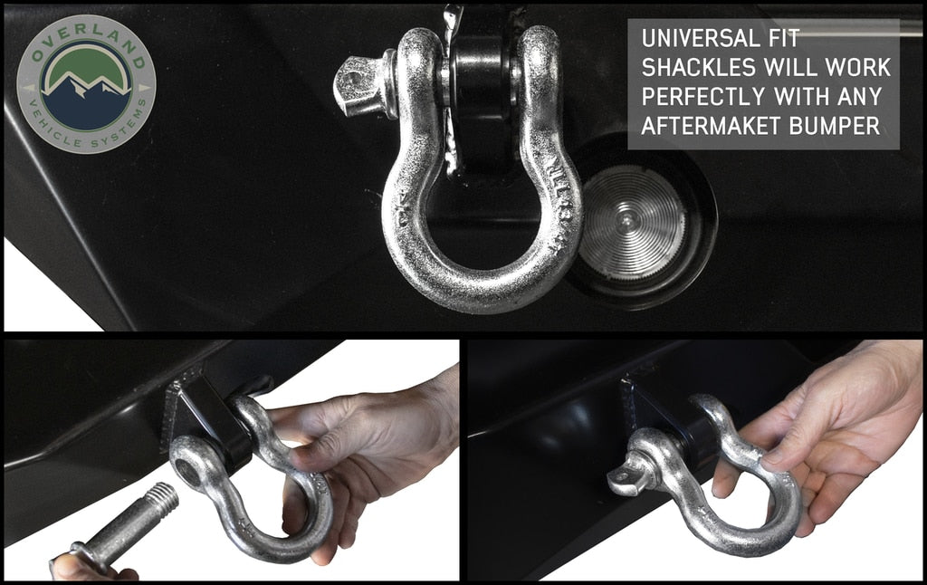 Overland Vehicle Systems Recovery Shackle 3/4 4.75 Ton Zinc - D Ring Recovery Shackle