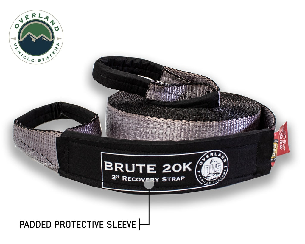Overland Vehicle Systems Tow Strap 20000 lbs - 2 x 30' Gray With Black Ends