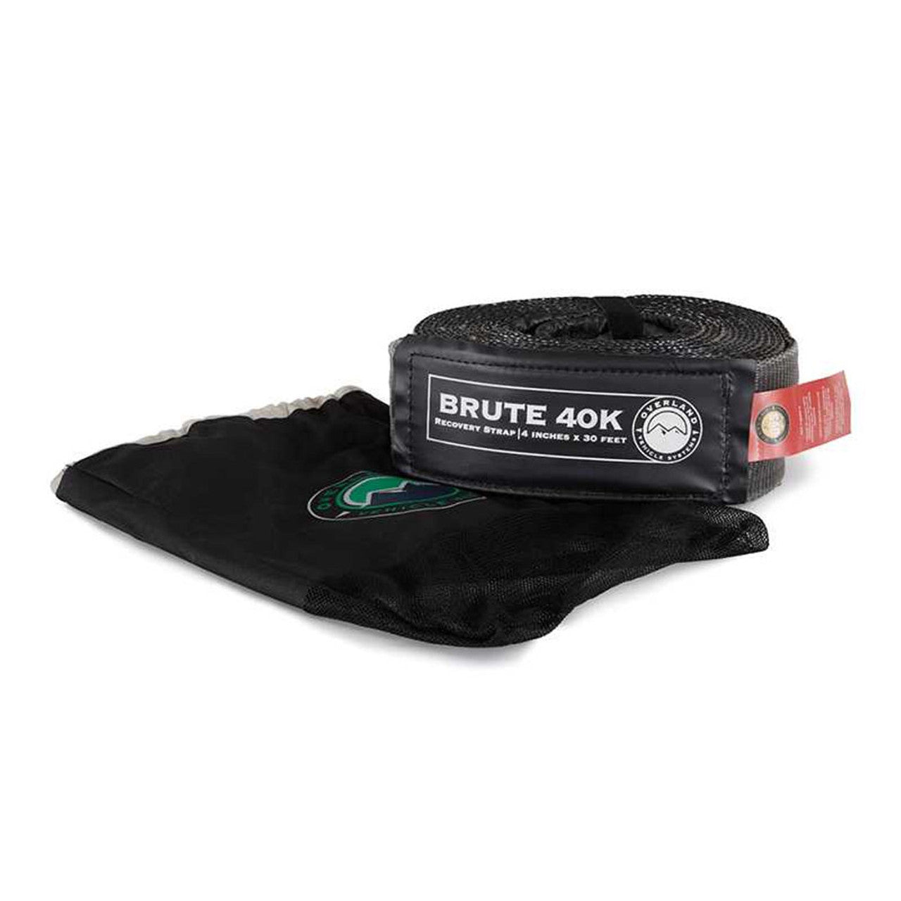 Overland Vehicle Systems Tow Strap 4 Inch x 30 Foot Grey With Black Ends and Storage Bag