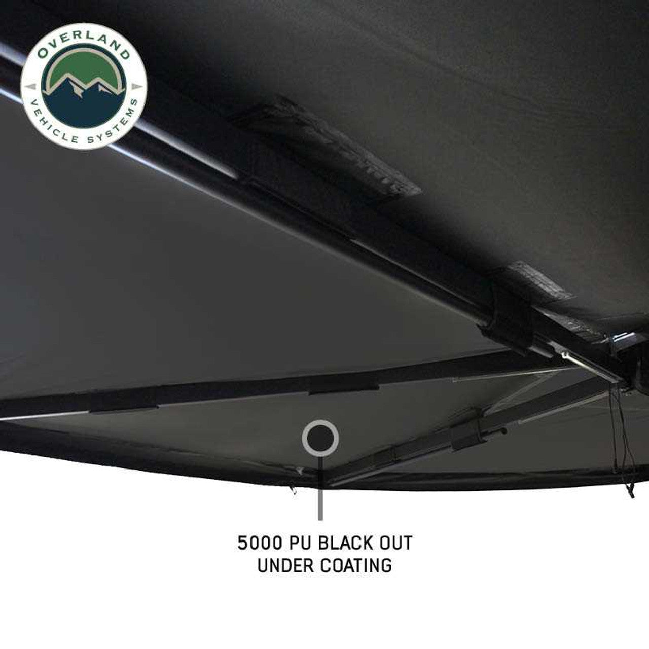 Overland Vehicle Systems XD Nomadic 270 - Awning W/Lights and Black Out , Driver Side, Black Body, Black Trim and Black Travel Cover