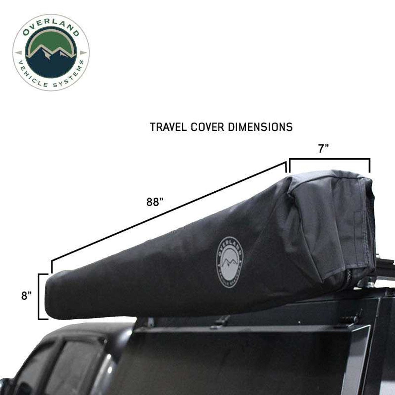 Overland Vehicle Systems XD Nomadic 270 - Awning W/Lights and Black Out , Driver Side, Black Body, Black Trim and Black Travel Cover