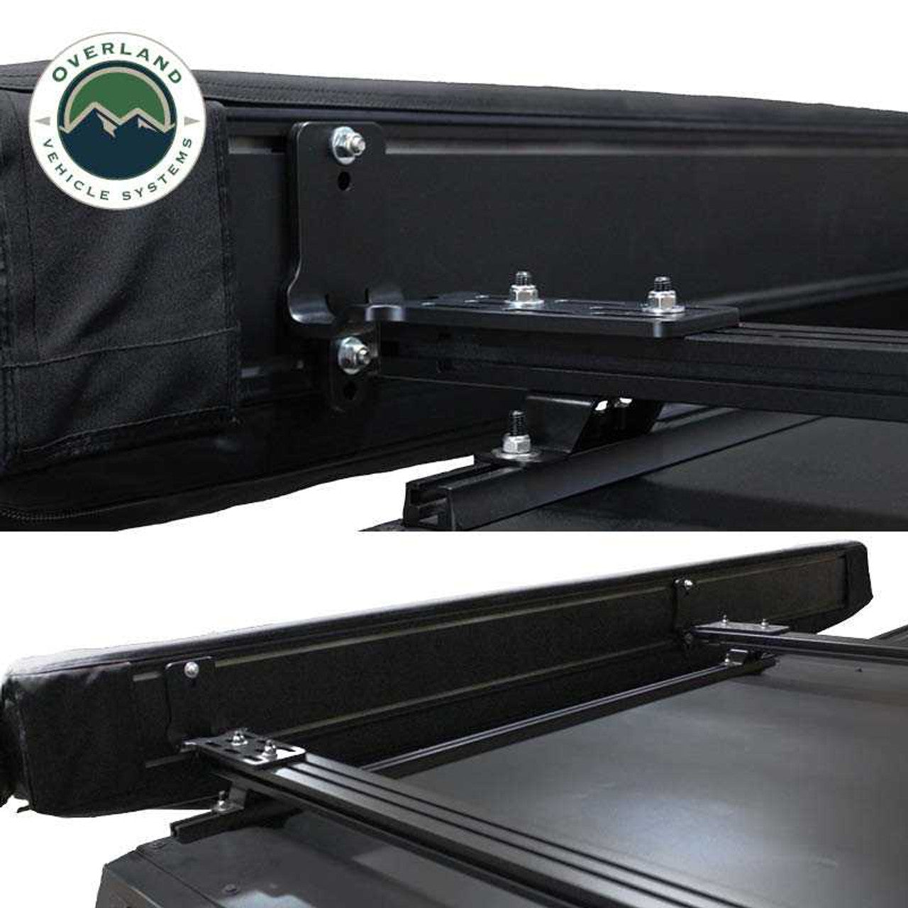 Overland Vehicle Systems XD Nomadic 270 - Awning W/Lights and Black Out , Driver Side, Black Body, Black Trim and Black Travel Cover