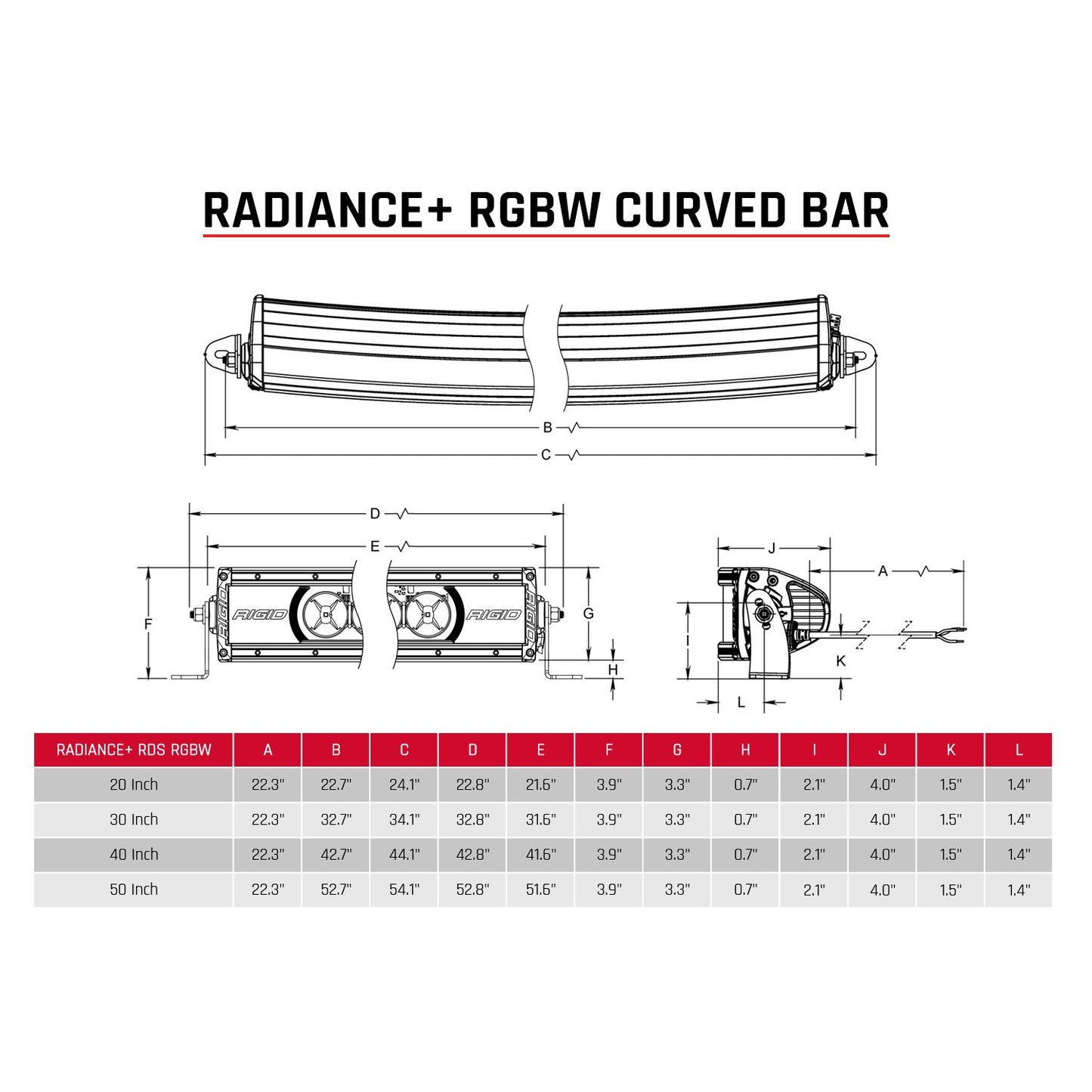 RIGID Industries Radiance Plus Curved 20 Inch RGBW Light Bar