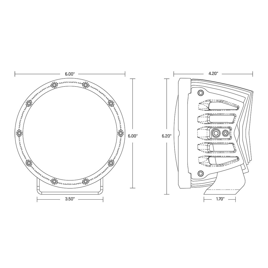 RIGID Industries 360-Series 6 Inch Spot with Amber PRO Lens Pair