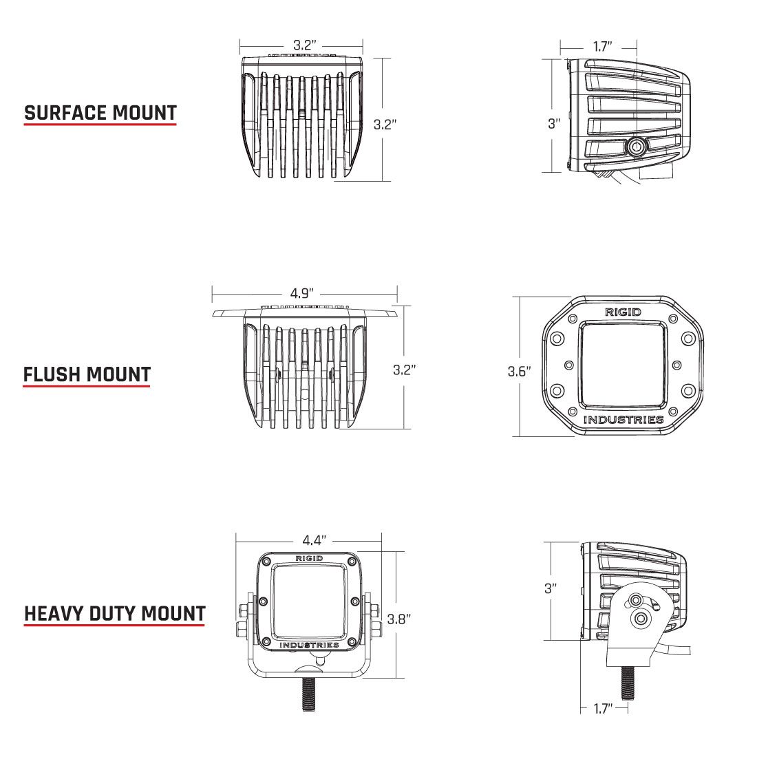 RIGID Industries Diffused Surface Mount Pair D-Series Pro