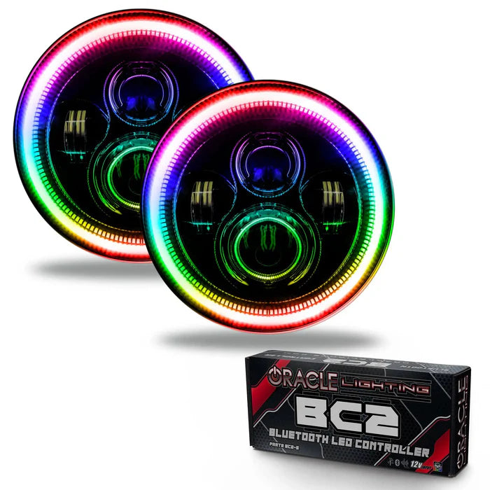Oracle 7in. High Powered LED Headlights - NO HALO - Black Bezel