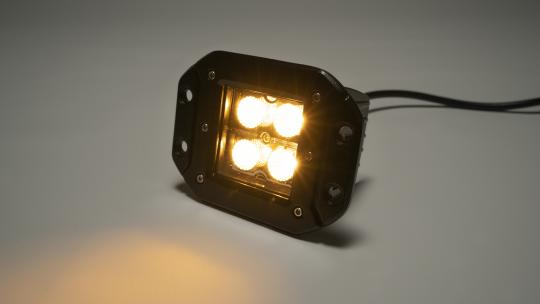 Southern Truck Lifts 2.0 Inch Square Cree LED Flood Flush Mount Light, Single Unit, Chrome Series Amber/White Includes Hardware, Harness Sold Separately