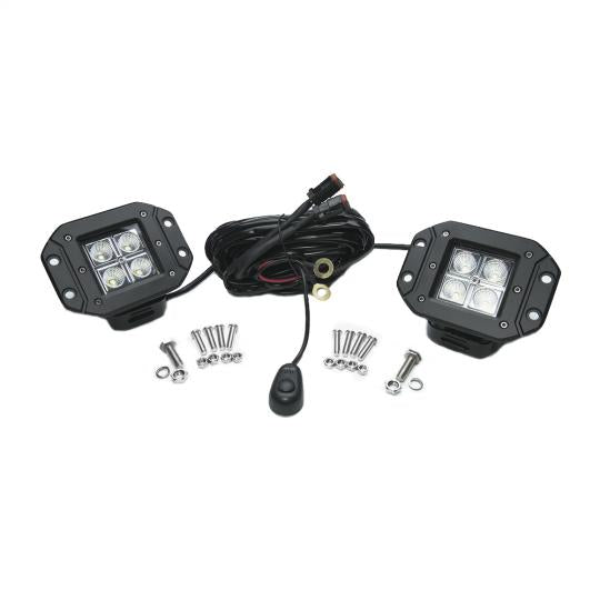 Southern Truck Lifts 3.0 Inch Square Flush Mount Cree Flood Beam LED Lights Pair Chrome Series W/Harness 79903