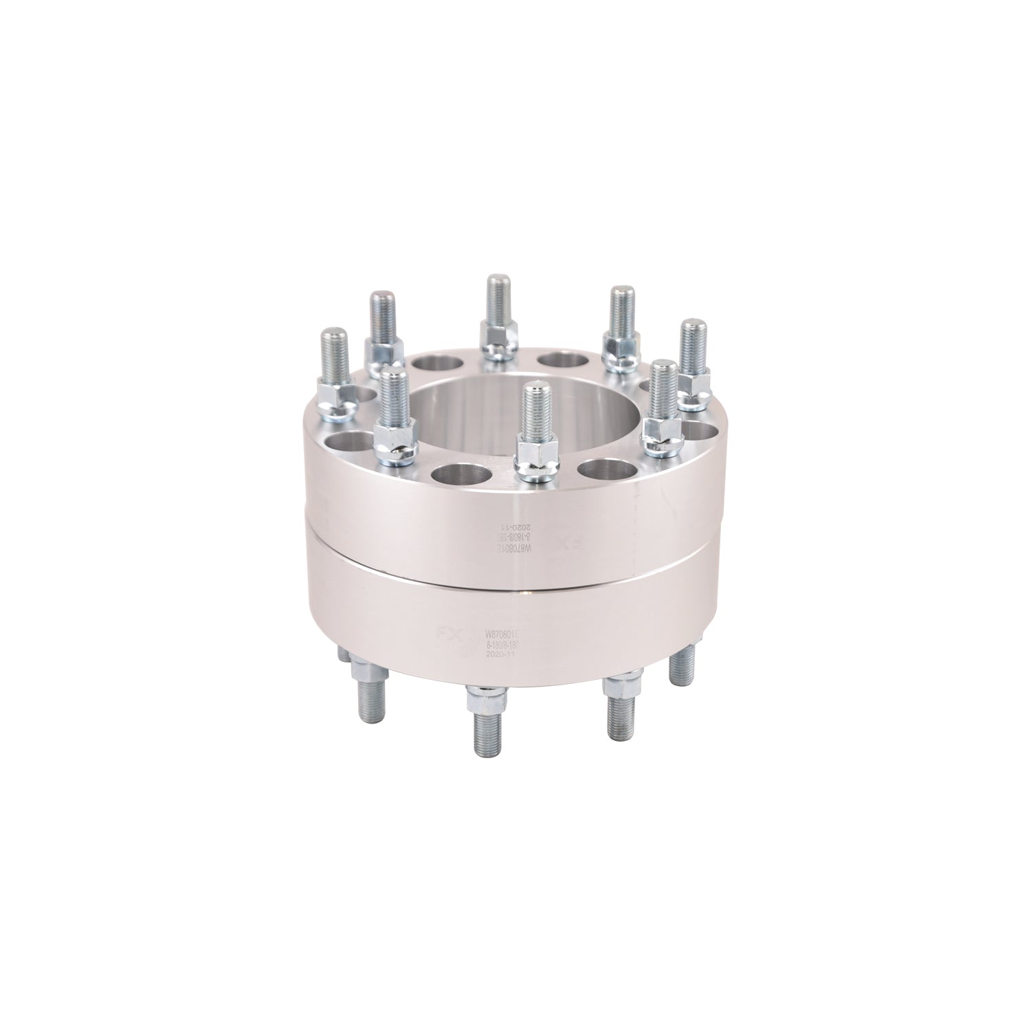 TrailFX Wheel Spacer - Silver Anodized 8x180mm 2 In Thick 125.60mm Hub Silver Alum Set Of 2