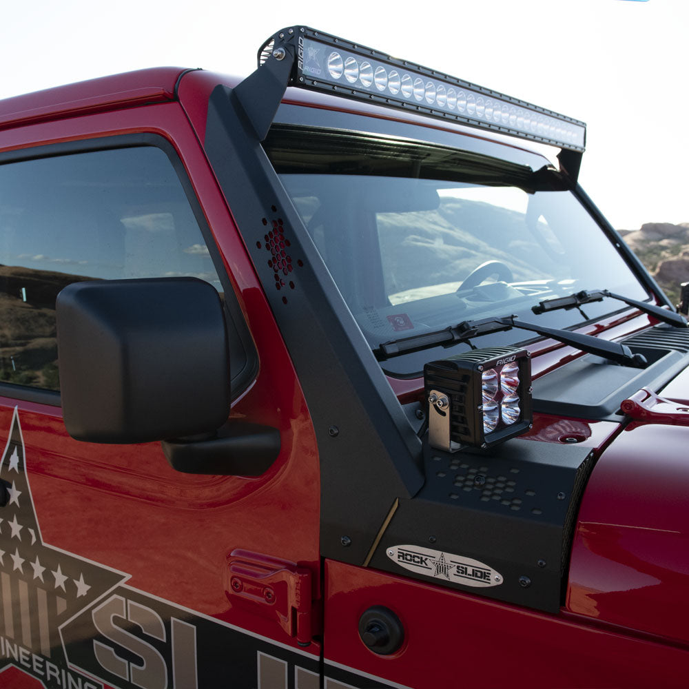 Rock Slide Engineering Jeep Wrangler/Gladiator Lower Cowl LED Light Pod Brackets and Upper Bar Brackets