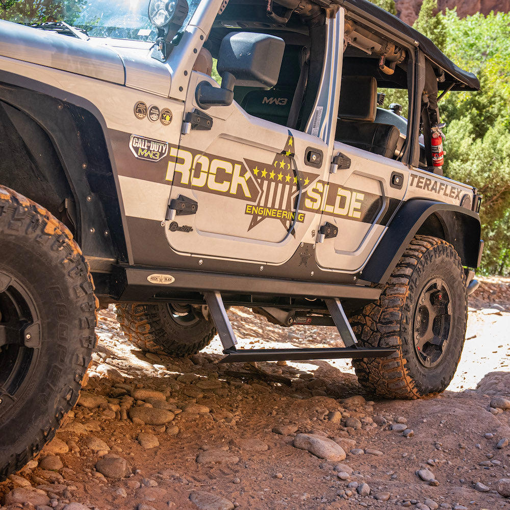 Rock Slide Engineering Jeep JK Side Step Slider Set For 07-18 Wrangler JK 4 Door Models Set