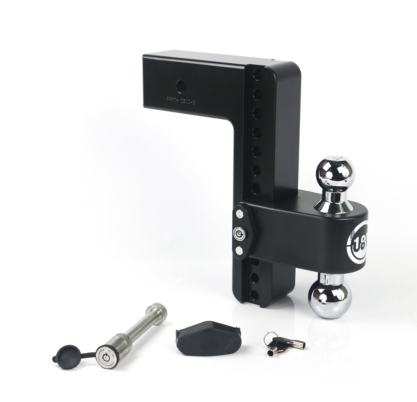 Weigh Safe Black 180 Hitch w/ Chrome Combo Ball - 10" Drop for 3" Shank w/Hitch Pin Lock