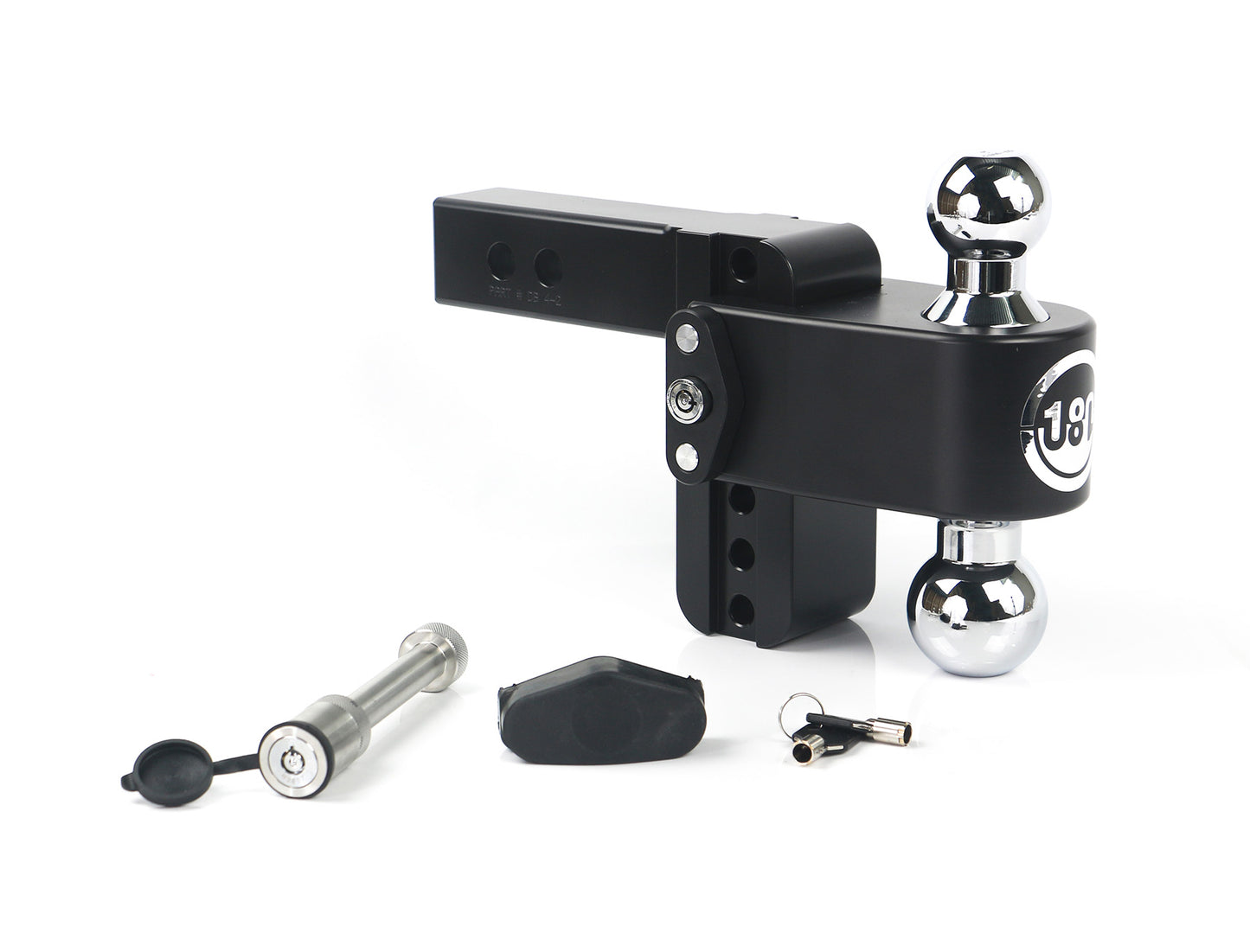 Weigh Safe Black 180 Hitch w/ Chrome Combo Ball - 4" Drop for 2" Shank - w/Hitch Pin Lock