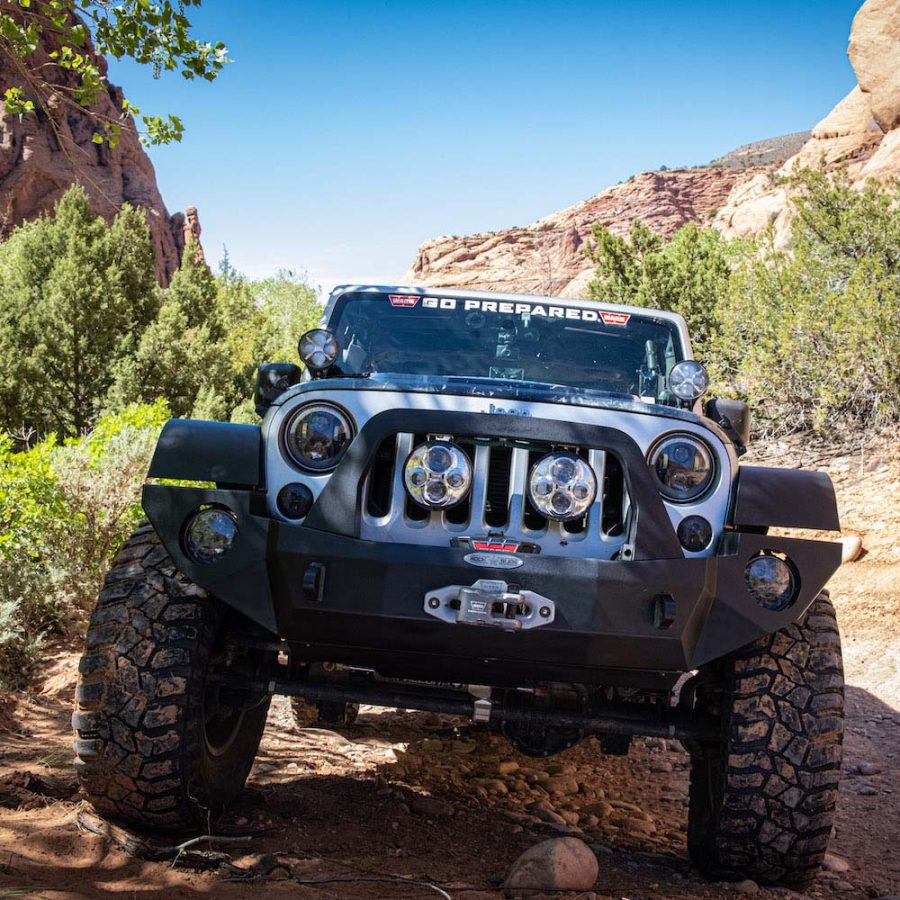Rock Slide Engineering Jeep JK Full Front Bumper For 07-18 Wrangler JK With Winch Plate Bull Bar Black Powder coated Rigid Series