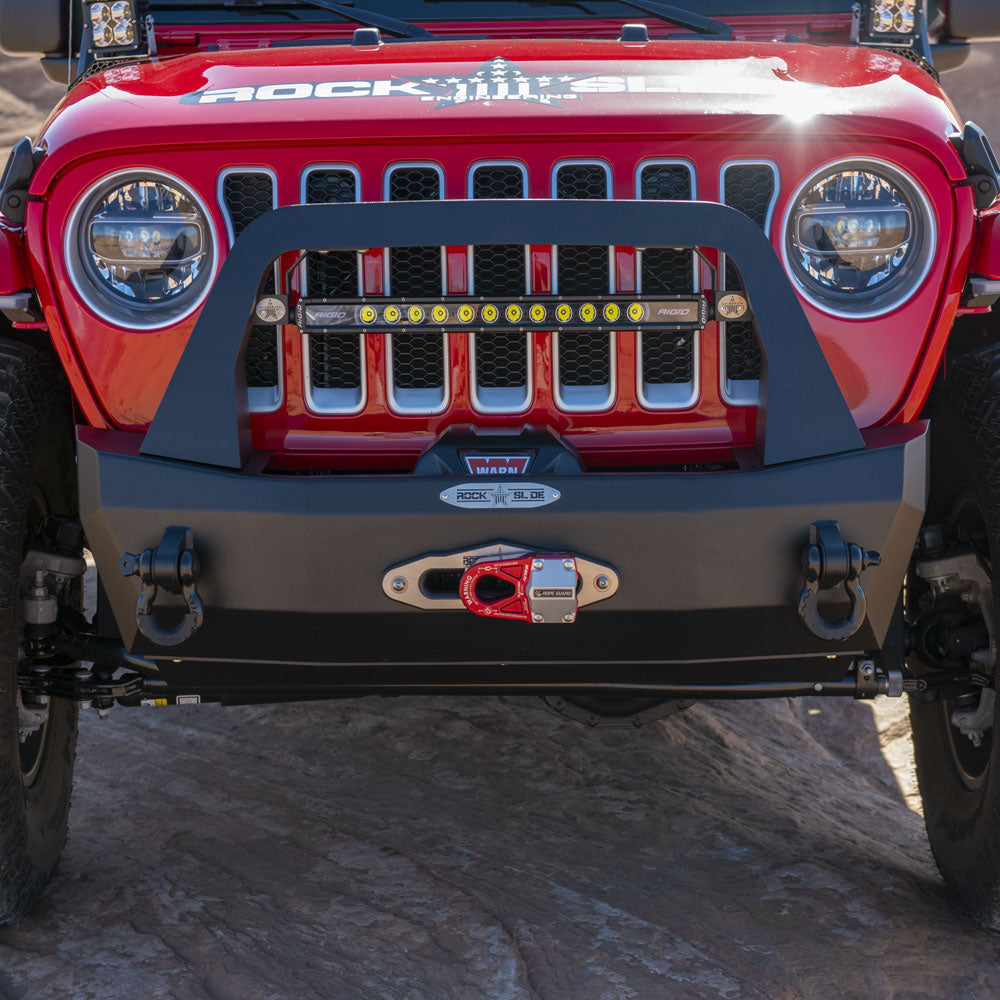 Rock Slide Engineering Jeep JL Shorty Front Bumper For 18-Pres Wrangler JL Complete With Winch Plate Rigid Series