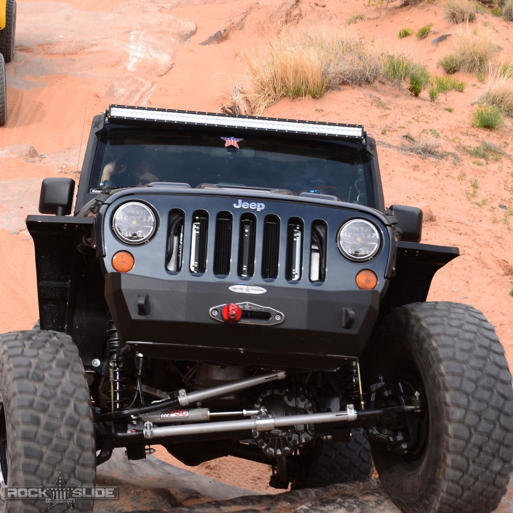 Rock Slide Engineering Jeep JK Shorty Front Bumper For 07-18 Wrangler JK With Winch Plate No Bull Bar Rigid Series