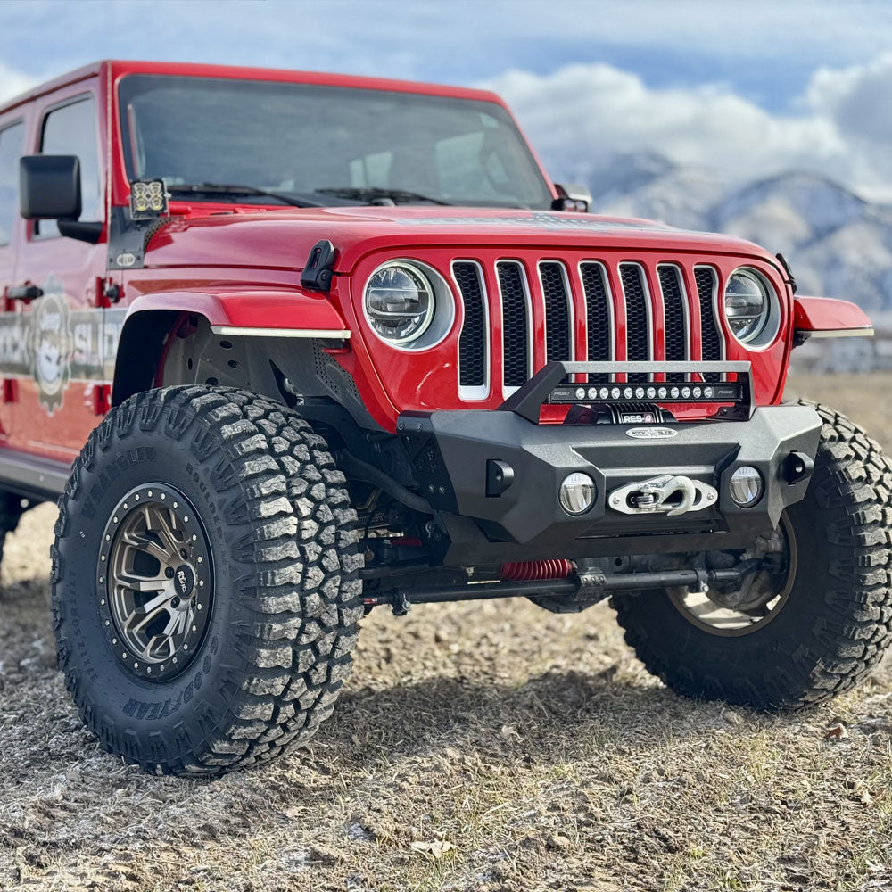 Rock Slide Engineering Shorty Front Bumper With Winch Plate For 18-25 Jeep Wrangler JL 2-4 Door 20-25 Gladiator