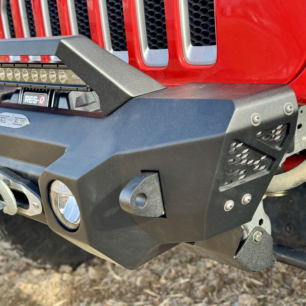 Rock Slide Engineering Shorty Front Bumper With Winch Plate For 18-25 Jeep Wrangler JL 2-4 Door 20-25 Gladiator
