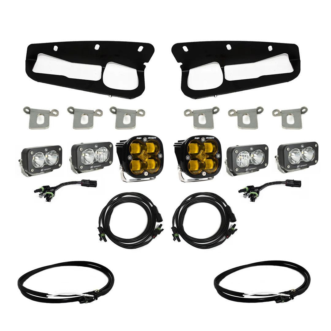 Baja Designs Amber Ford Squadron SAE/Dual S2 Sport Steel Bumper Fog Pocket Light Kit NOTE: w/ OE Steel Bumper
