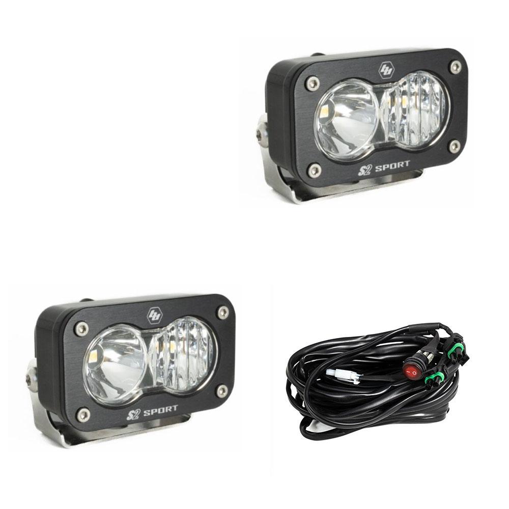 Baja Designs Clear S2 Sport Black LED Auxiliary Light Pod Pair