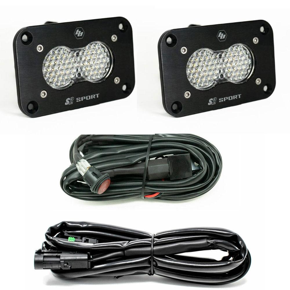 Baja Designs Work/Scene S2 Sport Black Flush Mount LED Light Pod Reverse Kit