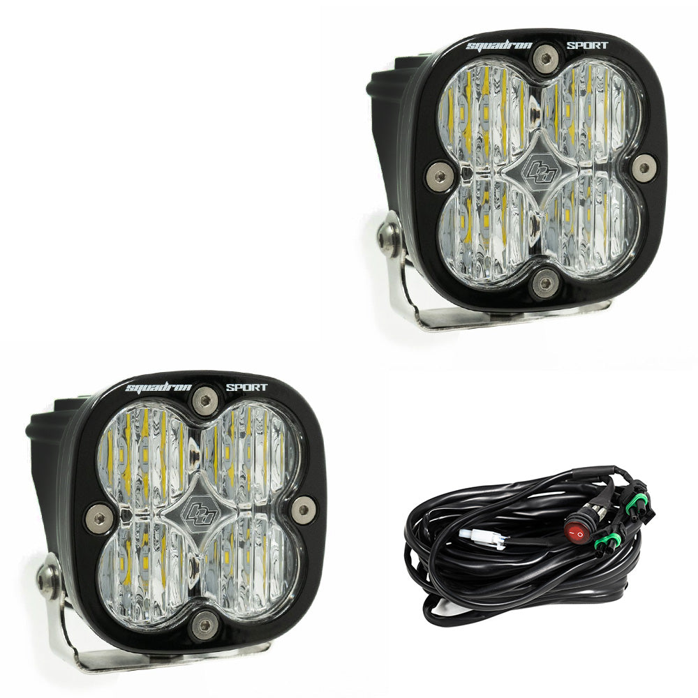 Baja Designs Clear Squadron Sport Black LED Auxiliary Light Pod Pair