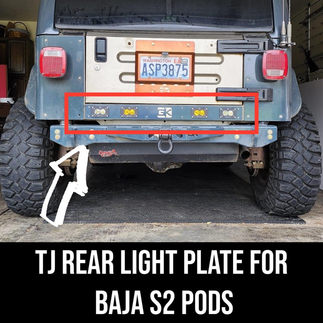 GateKeeper Off-Road Baja S2 Rear Light Plate Mount for Jeep TJ Wrangler