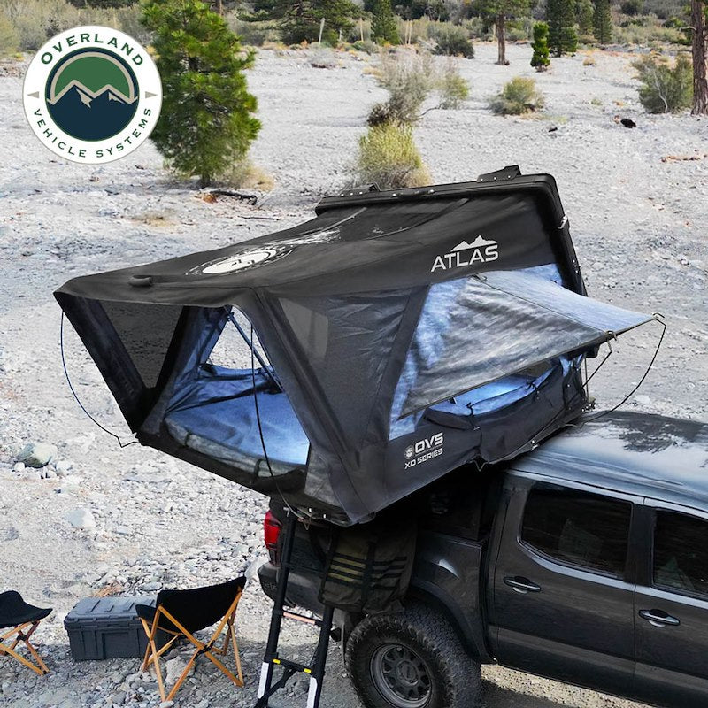 Overland Vehicle Systems XD Atlas Cantilever ABS Hard Shell Roof Top Tent, Blue Body & Black Rainfly