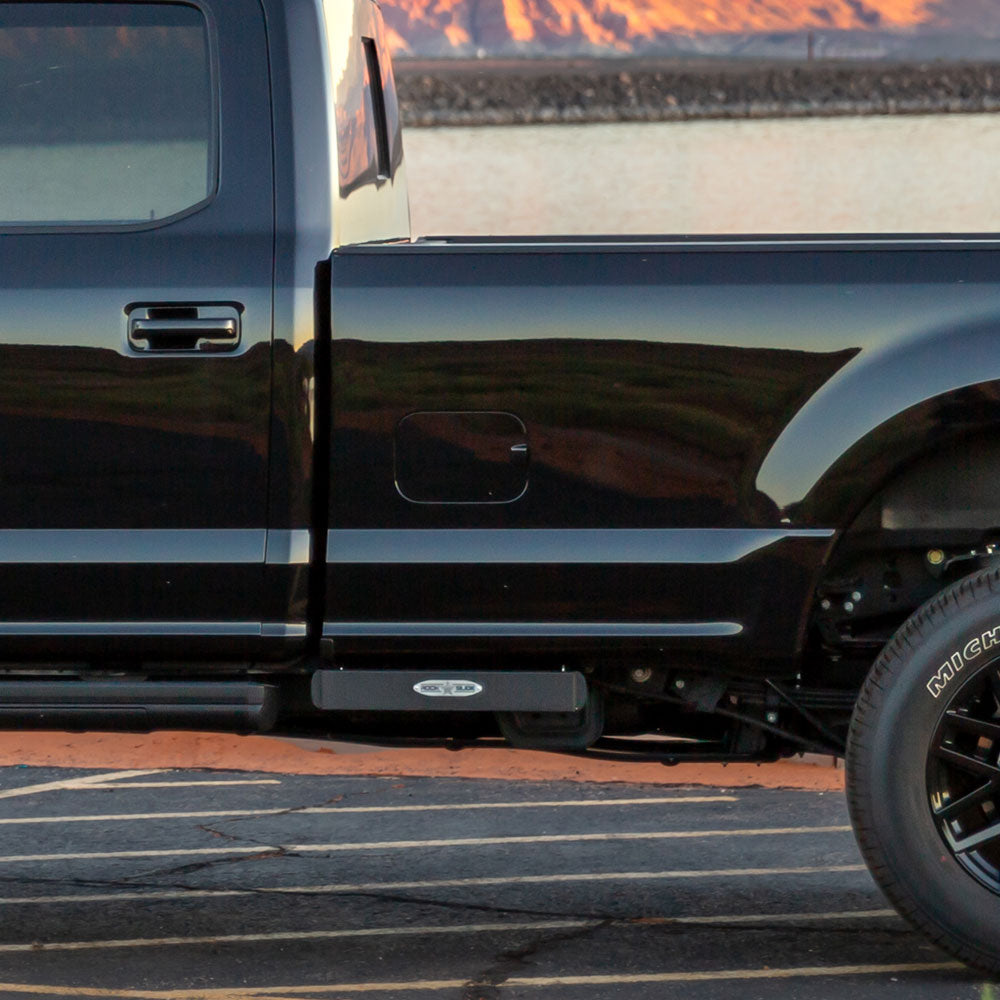 Rock Slide Engineering R-STEP 16 Inch Wide Step For 2017-2022 Ford Super Duty Bed Step Attachment Brackets Drivers Side Front Of Rear Tire
