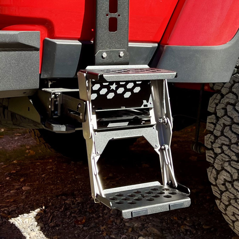 Rock Slide Engineering R-STEP 9 Inch Wide For 2020-2023 Jeep Gladiator Bed Step Attachment Brackets Passenger Side Behind Rear GAS MOTOR Tire