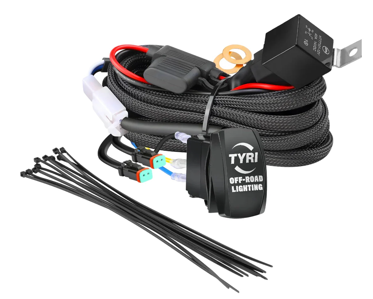 TYRI Off-Road Lighting XL Relay Wiring Harness With Switch for Roof Mounting