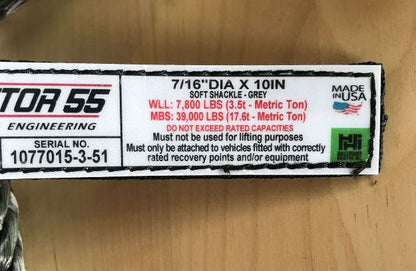 Factor 55 10 Inch Soft Shackle 7/16 Diameter Standard Duty Gray