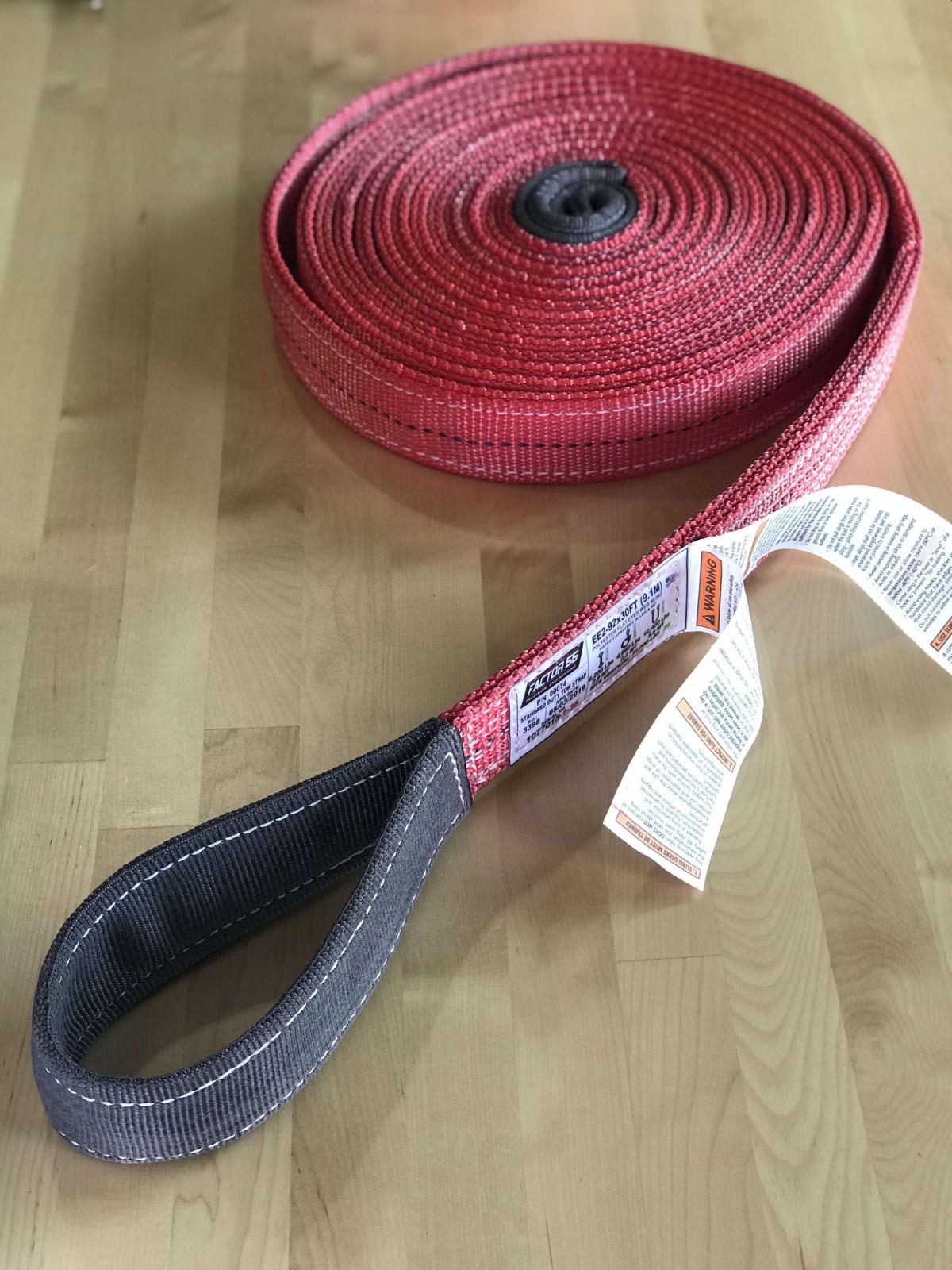 30 Foot Tow Strap Standard Duty 30 Foot x 2 Inch Red Factor 55