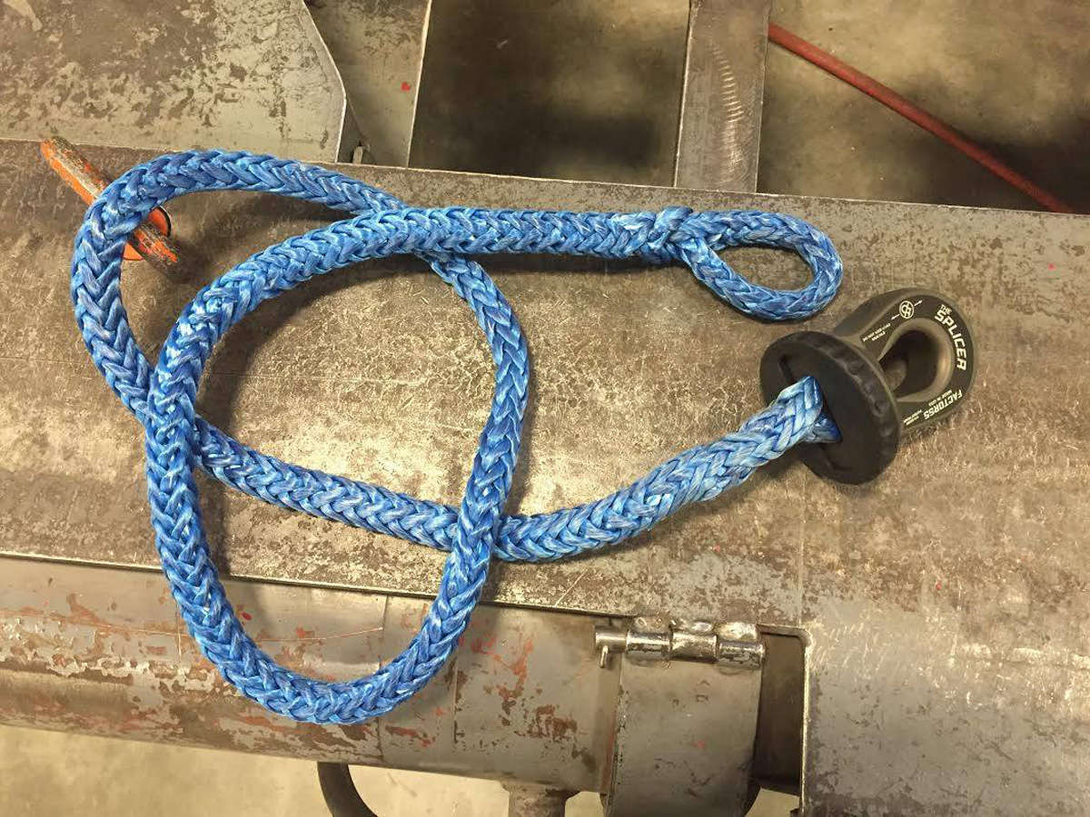 Splicer 3/8-1/2 Inch Synthetic Rope Splice On Shackle Mount Gray Factor 55