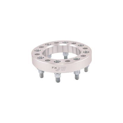 TrailFX Wheel Spacer 8x165.1mm/8x6.50 In Bolt Pattern 1.25 In Thick 126mm Hub Silver Alum Set Of 2
